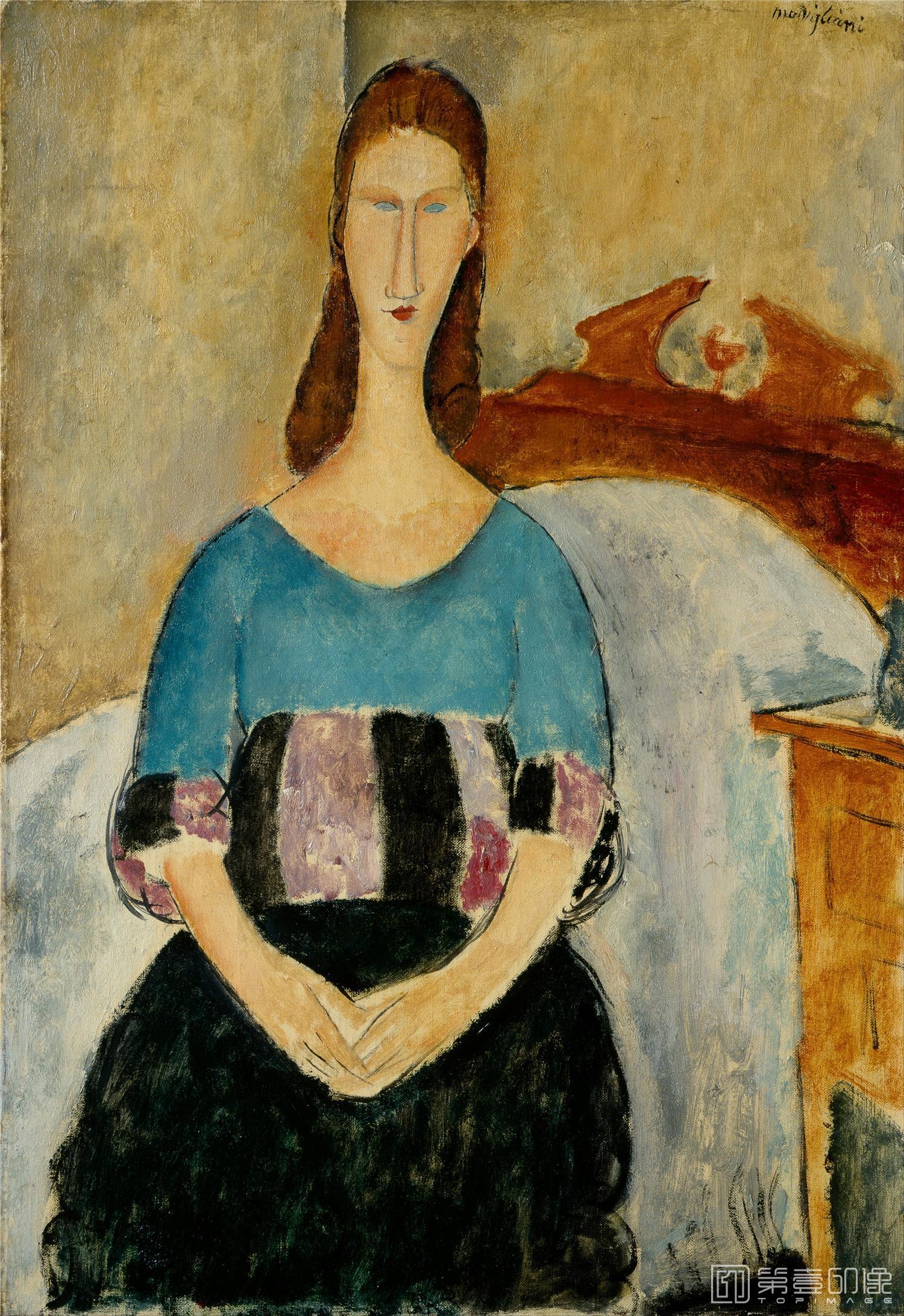 油画-Portrait of Jeanne Hebuterne, Seated, 1918